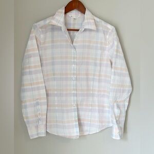 Women’s Brooks Brothers Cotton Button Down Shirt Pastel Plaid Size 12